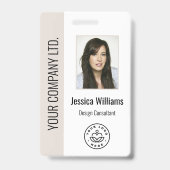 Aangepaste foto van werknemer, streepjescode, logo badge (Voorzijde)