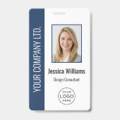 Aangepaste foto van werknemer, streepjescode, logo badge (Voorzijde)
