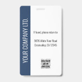 Aangepaste foto van werknemer, streepjescode, logo badge (Achterkant)