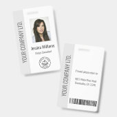 Aangepaste foto van werknemer, streepjescode, logo badge (Voor- en achterkant)