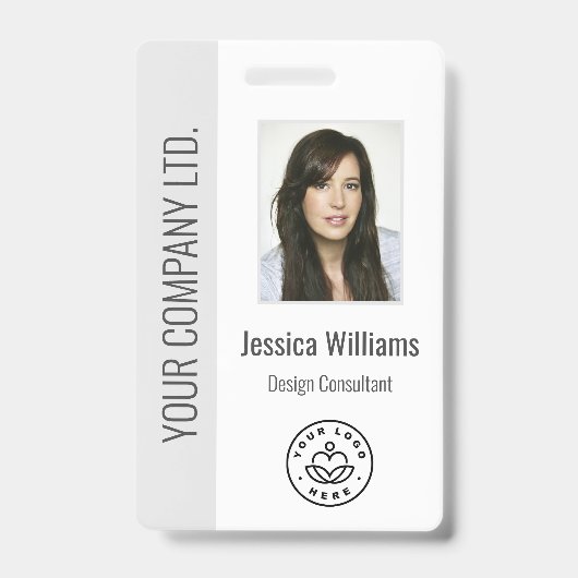 Aangepaste foto van werknemer, streepjescode, logo badge (Voorzijde)