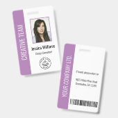 Aangepaste foto van werknemer, streepjescode, logo badge (Voor- en achterkant)