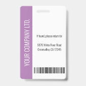 Aangepaste foto van werknemer, streepjescode, logo badge (Achterkant)