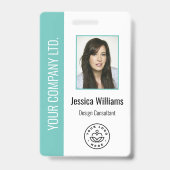 Aangepaste foto van werknemer, streepjescode, logo badge (Voorzijde)