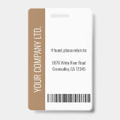 Aangepaste foto van werknemer, streepjescode, logo badge (Achterkant)