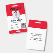 Aangepaste foto van werknemer, streepjescode, logo badge (Voor- en achterkant)