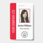 Aangepaste foto van werknemer, streepjescode, logo badge (Voorzijde)