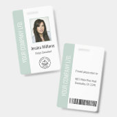 Aangepaste foto van werknemer, streepjescode, logo badge (Voor- en achterkant)