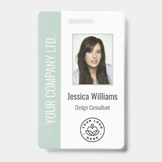 Aangepaste foto van werknemer, streepjescode, logo badge (Voorzijde)