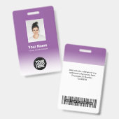 Aangepaste foto van werknemer verloop paars badge (Voor- en achterkant)