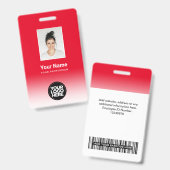Aangepaste foto van werknemer verloop rood badge (Voor- en achterkant)