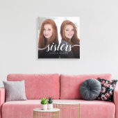 Aangepaste foto van zusters met handschrift canvas afdruk (Insitu (Woonkamer))