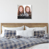 Aangepaste foto van zusters met handschrift canvas afdruk (Insitu (Slaapkamer))