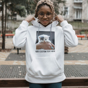 Aangepaste foto van zwarte en witte kattenliefhebb hoodie