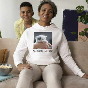Aangepaste foto van zwarte en witte kattenliefhebb hoodie