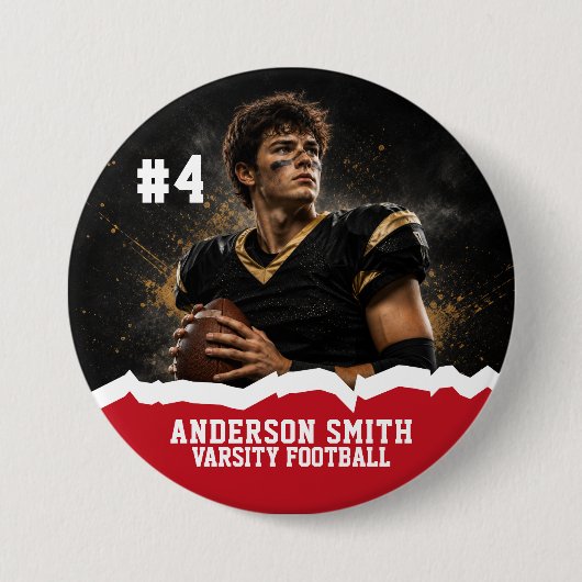 Aangepaste foto Varsity voetbal knopspeld Ronde Button 7,6 Cm (Voorkant)
