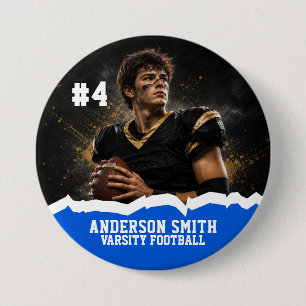 Aangepaste foto Varsity voetbal knopspeld Ronde Button 7,6 Cm