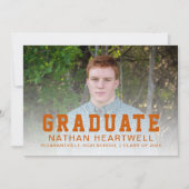 Aangepaste foto Verbrandt Oranje Afstuderen Aankon Kaart (Voorkant)
