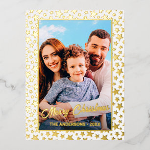 Aangepaste foto Vergroten kerstelegante scriptster Folie Feestdagen Briefkaart