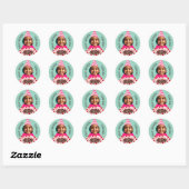 Aangepaste Foto Verjaardag Bedankt Party Pet Roze Ronde Sticker (Vel)