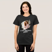 Aangepaste foto verjaardag dames Tri-Blend shirt (Voorkant volledig)