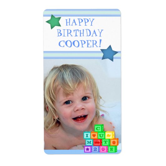 Aangepaste foto Verjaardag Jongen Gift Label (Voorkant)