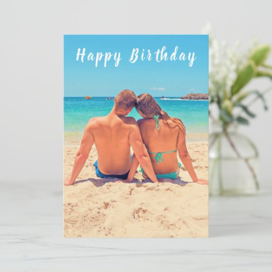 Aangepaste Foto Verjaardag Kaart met Tekst (Staand voorkant)