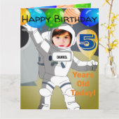 Aangepaste foto Verjaardag Kaart voor 5 jaar oude (Gele Bloem)