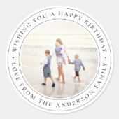 Aangepaste foto verjaardag klassieke ronde sticker (Voorkant)