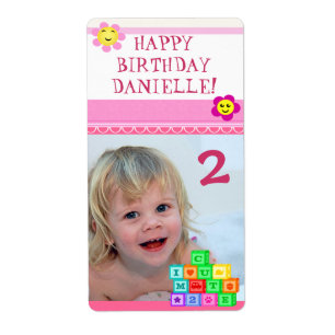 Aangepaste foto Verjaardag Meisje Gift Label