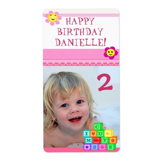 Aangepaste foto Verjaardag Meisje Gift Label (Voorkant)