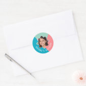Aangepaste Foto Verjaardag Party Flower Modern Fav Ronde Sticker (Envelop)