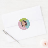 Aangepaste Foto Verjaardag Party Flower Modern Fav Ronde Sticker (Envelop)