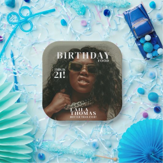 Aangepaste Foto Verjaardag Party Magazine Hoesje Papieren Bordje (Feest)