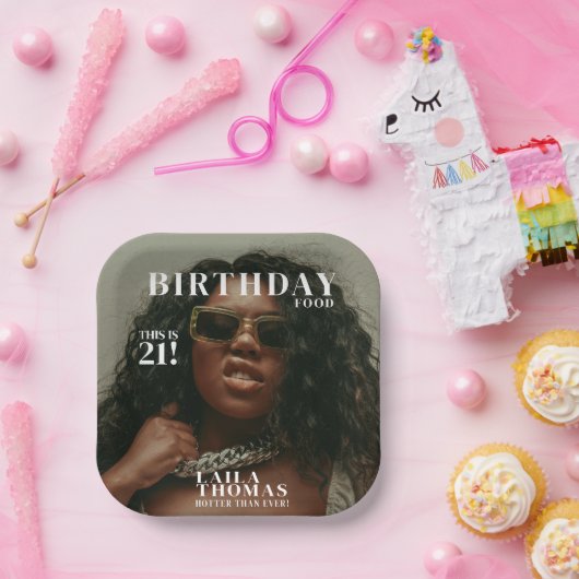 Aangepaste Foto Verjaardag Party Magazine Hoesje Papieren Bordje (Feest)