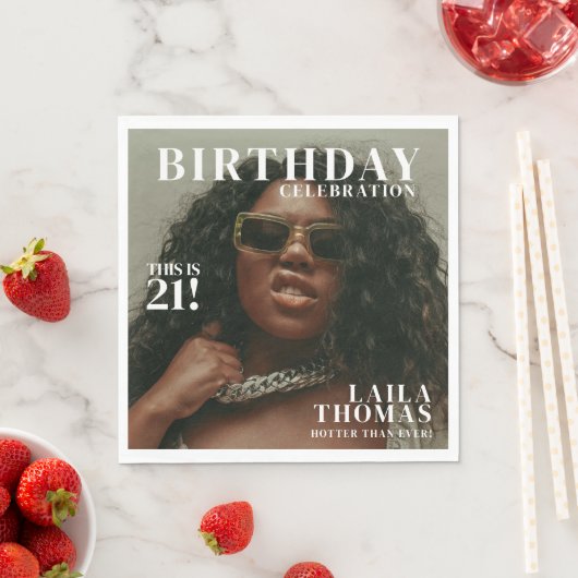 Aangepaste Foto Verjaardag Party Magazine Hoesje Servet (Insitu)