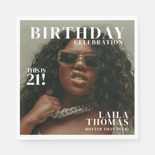 Aangepaste Foto Verjaardag Party Magazine Hoesje Servet (Voorkant)