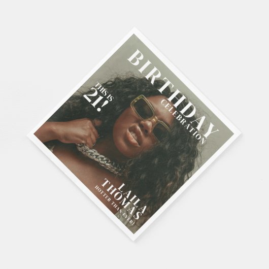 Aangepaste Foto Verjaardag Party Magazine Hoesje Servet (Hoek)