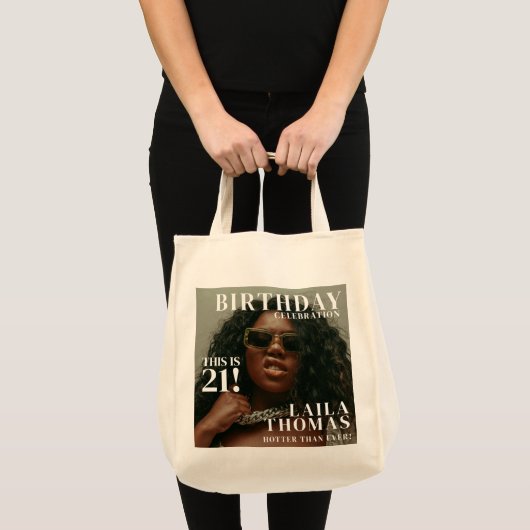 Aangepaste Foto Verjaardag Party Magazine Hoesje Tote Bag (Voorkant (product))