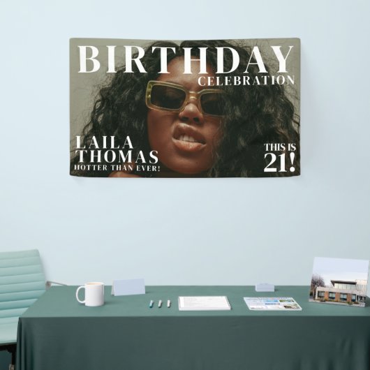 Aangepaste Foto Verjaardag Party Magazine Hoesje W Spandoek (Beurs)