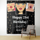 Aangepaste Foto Verjaardagsfeest Moderne Zwarte Ac Wandkleed (In situ)