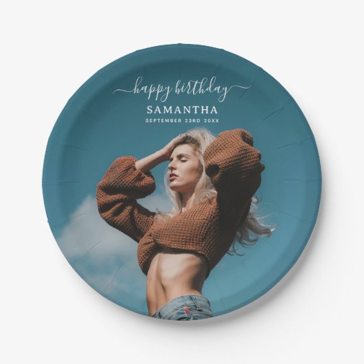 Aangepaste Foto Verjaardagsfeest Selfie Afbeelding Papieren Bordje (Voorkant)