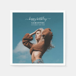 Aangepaste Foto Verjaardagsfeest Selfie Afbeelding Servet