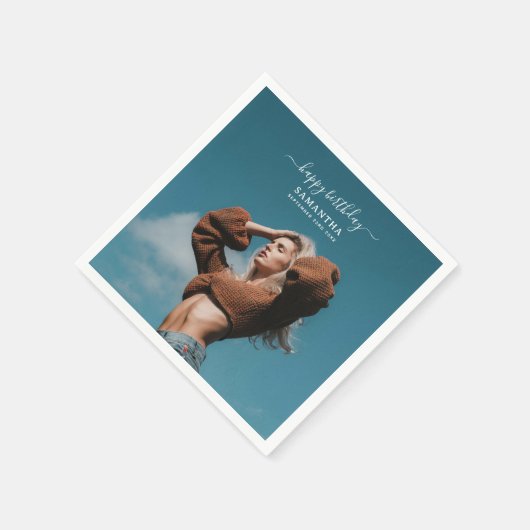 Aangepaste Foto Verjaardagsfeest Selfie Afbeelding Servet (Hoek)