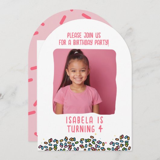 Aangepaste foto Verjaardagsfeest Sprinkles Kinder  Kaart (Voorkant / Achterkant)