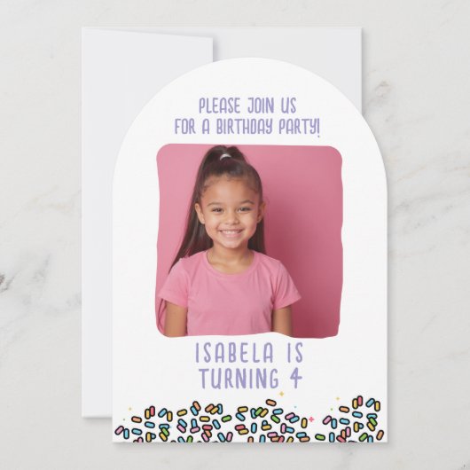 Aangepaste foto Verjaardagsfeest Sprinkles Kinder Kaart (Voorkant)