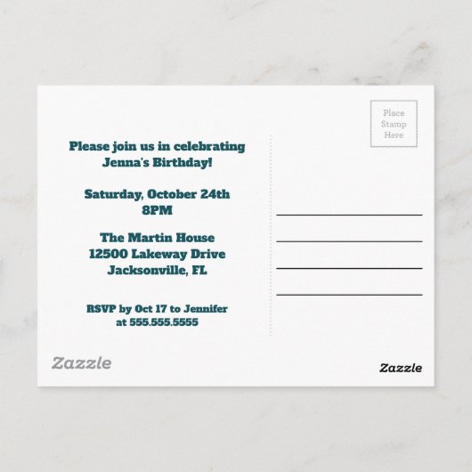 Aangepaste foto verjaardagsfeest uitnodiging Retro (Achterkant)