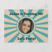 Aangepaste foto verjaardagsfeest uitnodiging Retro (Voorkant)