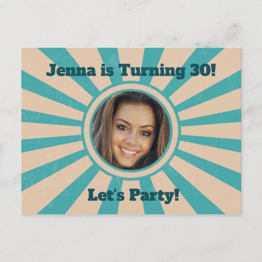 Aangepaste foto verjaardagsfeest uitnodiging Retro (Voorkant)