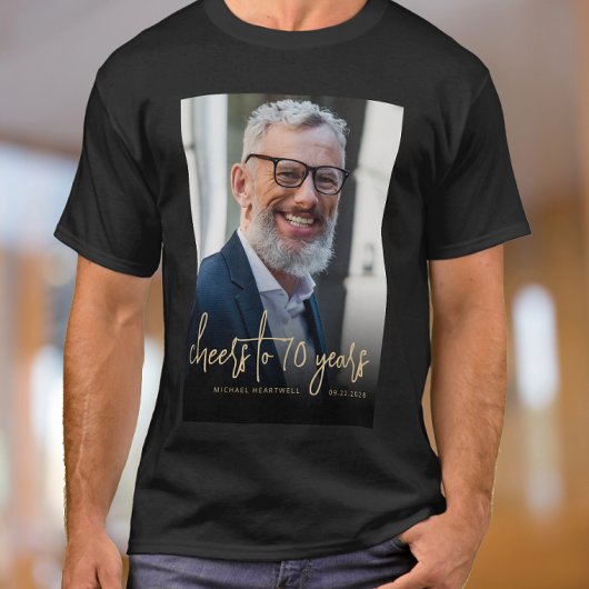 Aangepaste foto verjaardagsfeestje 70 jaar t-shirt